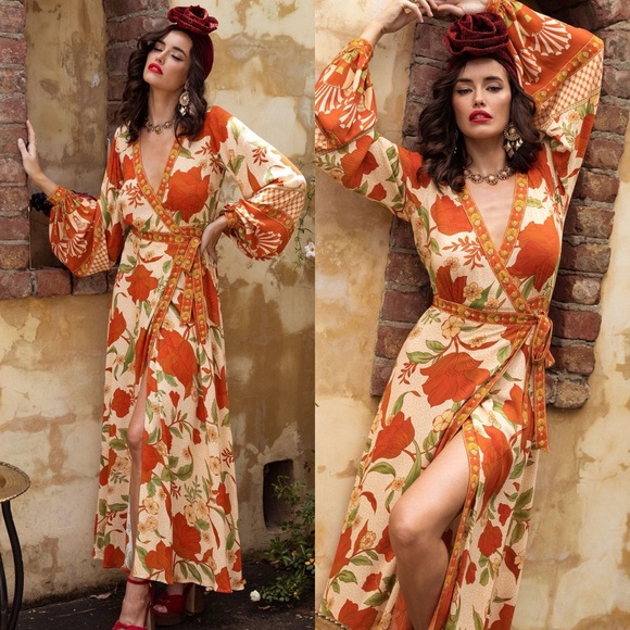 Nine Lives Bazaar Allure Maxi Wrap Dress - Rose - Picture 1 of 11